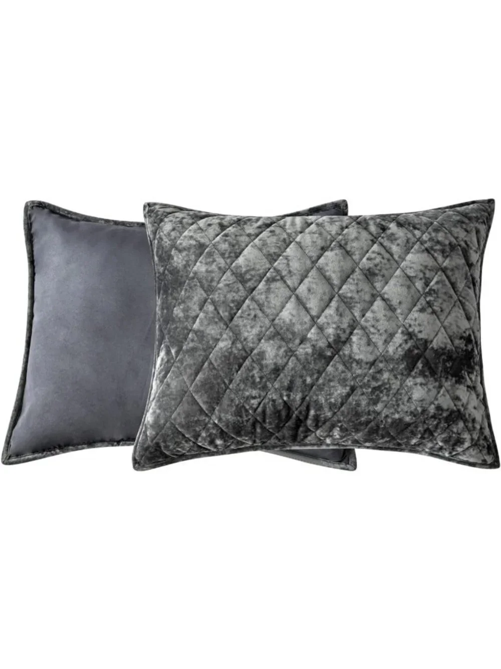 Luxurious Distressed Velvet Quilt Set, 3-Piece Grey King, Soft Microfiber